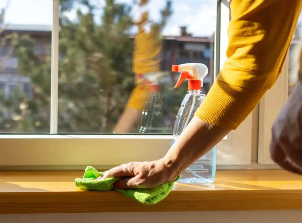 تنظيف الزوايا الضيقة وإطارات النوافذ بدقة