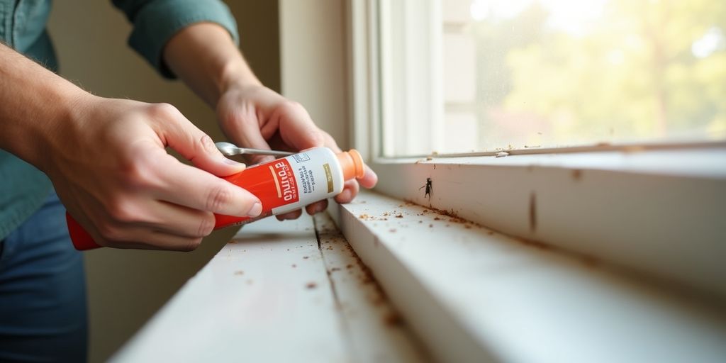 $سد الشقوق في إطارات النوافذ لمنع دخول الحشرات للمنزل$