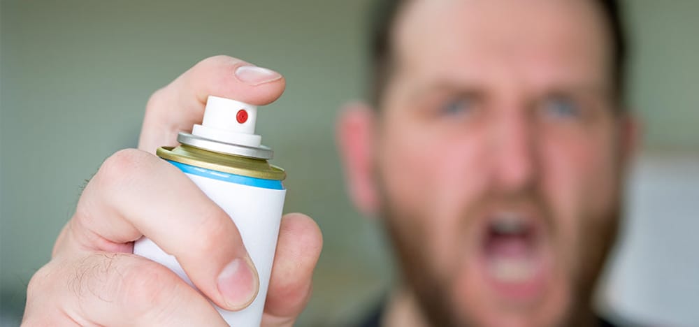 استخدام بخاخ المبيدات الحشرية للتخلص من إصابات البق الكبيرة في المنزل.